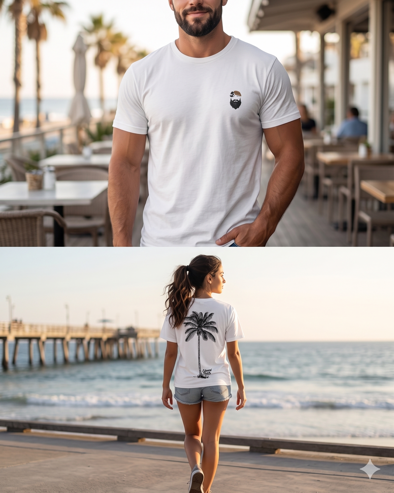 Edward Teach Palm Tee White — premium cotton t-shirt with palm tree design