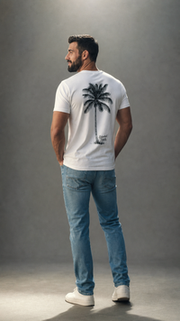 Edward Teach Palm Tee White — premium cotton t-shirt with palm tree design
