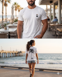 Edward Teach Palm Tee White — premium cotton t-shirt with palm tree design